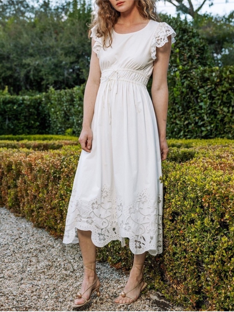 Cleobella Allegra Midi Dress In Ivory